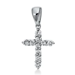 Anhänger Kreuz aus 750 Weißgold 10 Brillanten 0,1ct TW-SI 13,3x7,2mm mit Öse