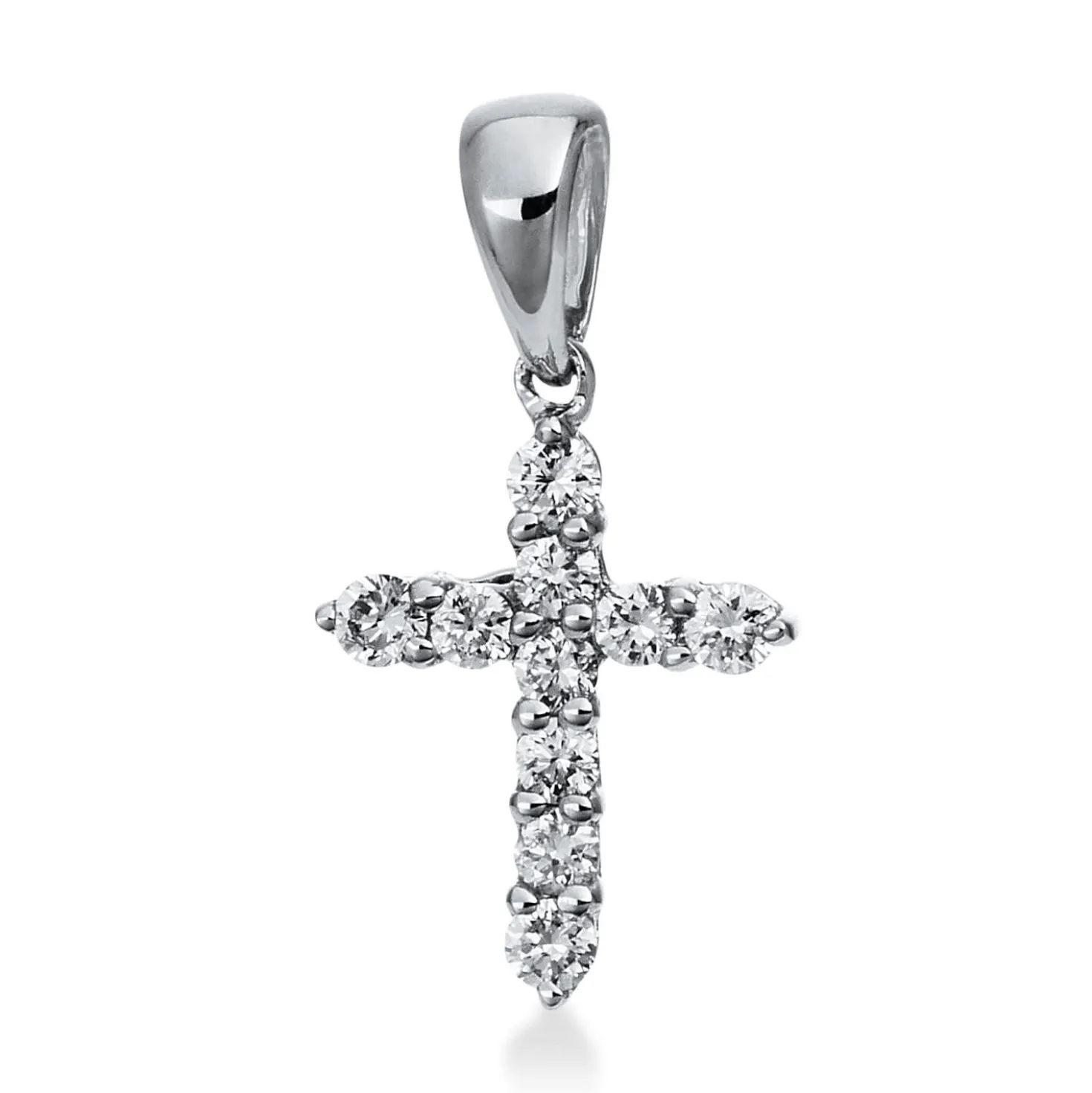 Anhänger Kreuz aus 750 Weißgold 10 Brillanten 0,1ct TW-SI 13,3x7,2mm mit Öse