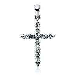 Anhänger Kreuz aus 750 Weißgold 11 Brillanten 0,45ct TW-SI 23,4x13,4mm mit Öse