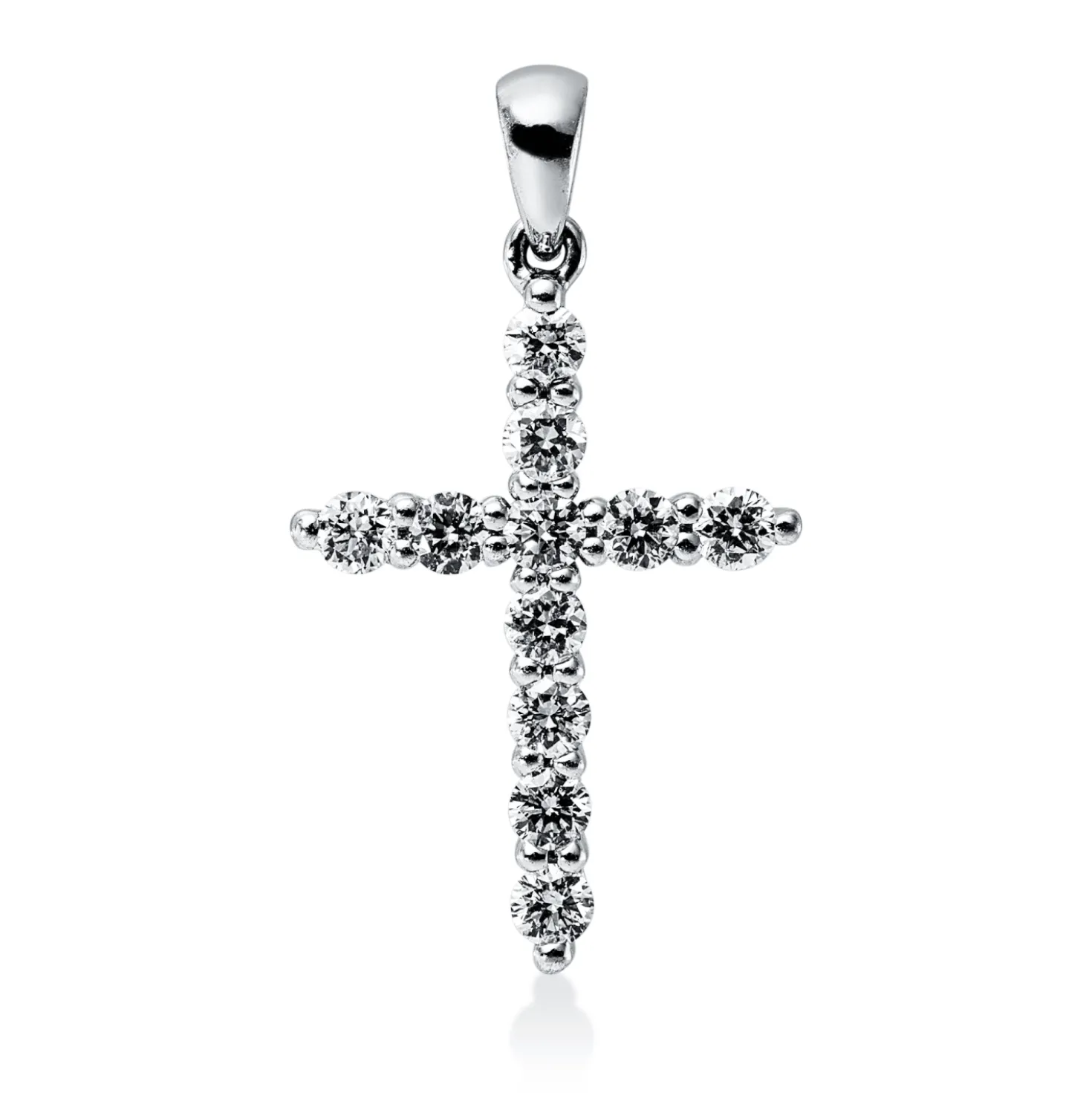 Anhänger Kreuz aus 750 Weißgold 11 Brillanten 0,45ct TW-SI 23,4x13,4mm mit Öse
