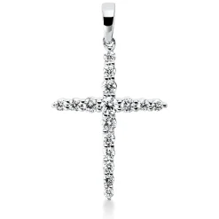 Anhänger Kreuz aus 750 Weißgold 16 Brillanten 0,28ct TW-SI 21,9x13,8mm mit Öse