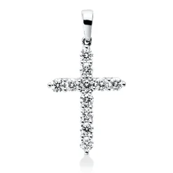 Anhänger Kreuz aus 750 Weißgold 11 Brillanten 0,51ct TW-SI 24,1x12,9mm mit Öse