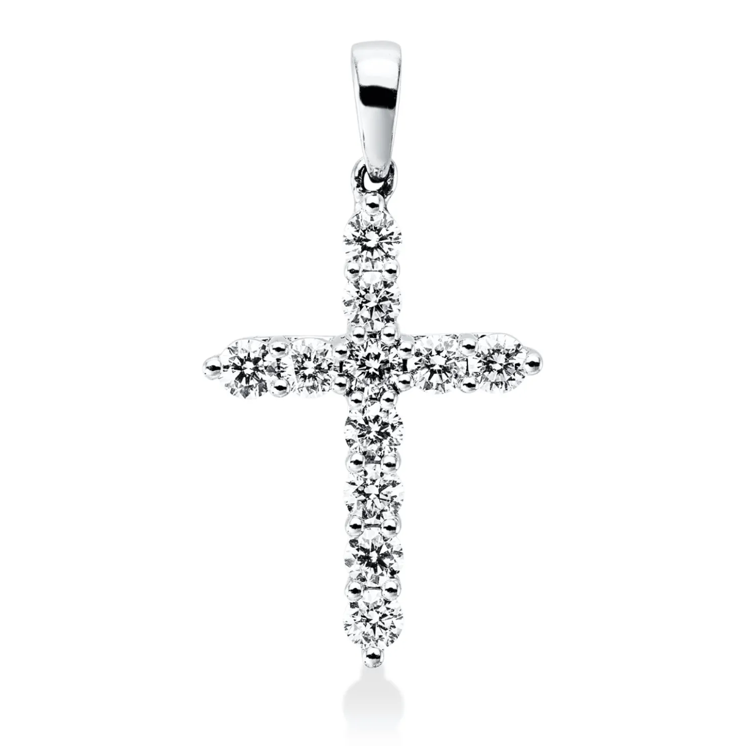 Anhänger Kreuz aus 750 Weißgold 11 Brillanten 0,51ct TW-SI 24,1x12,9mm mit Öse