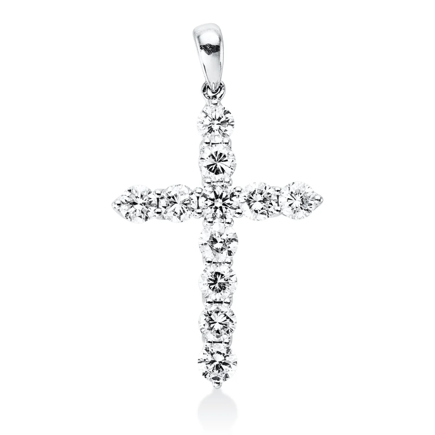 Anhänger Kreuz aus 750 Weißgold 11 Brillanten 2,11ct TW-SI 34,5x19,9mm mit Öse