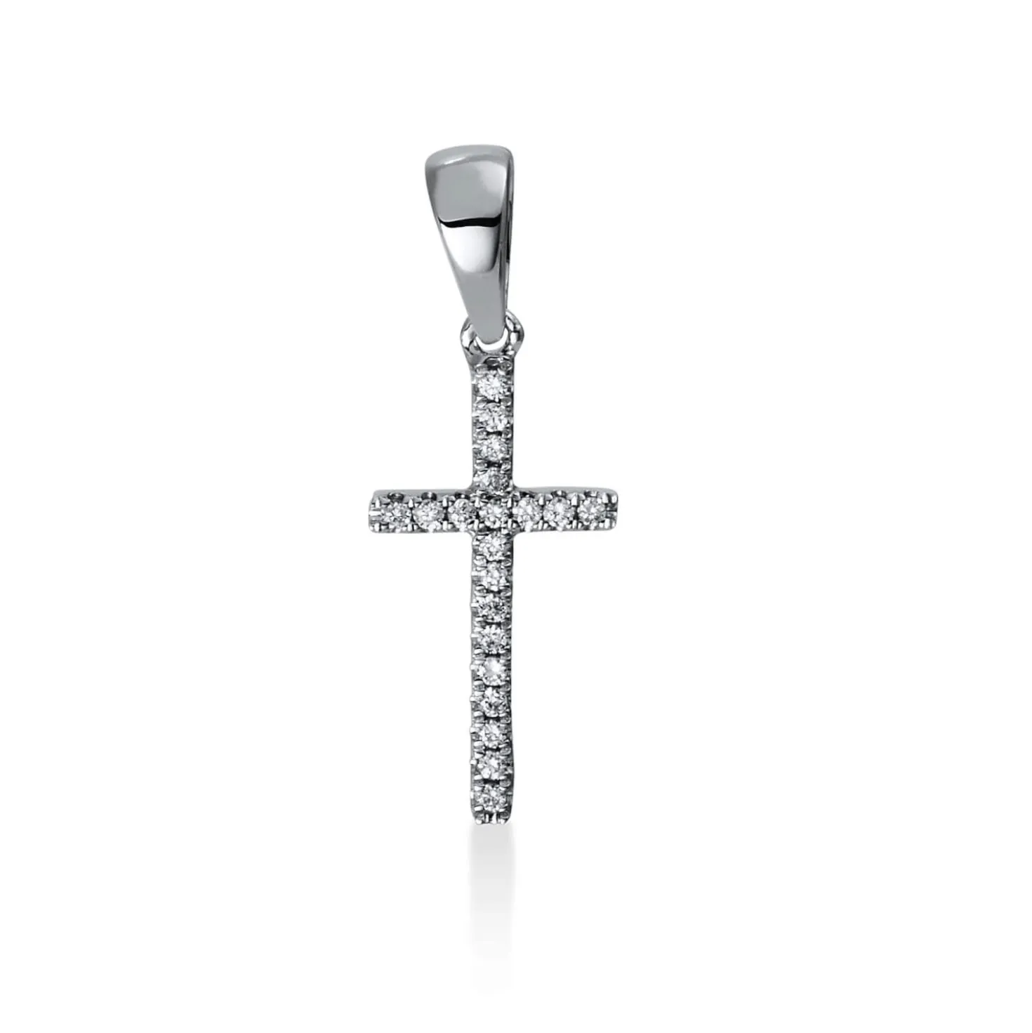 Anhänger Kreuz aus 750 Weißgold 20 Brillanten 0,04ct TW-SI 12,2x6,5mm mit Öse