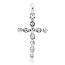 Anhänger Kreuz aus 750 Weißgold 11 Brillanten 0,16ct TW-SI 27,5x15,1mm mit Öse