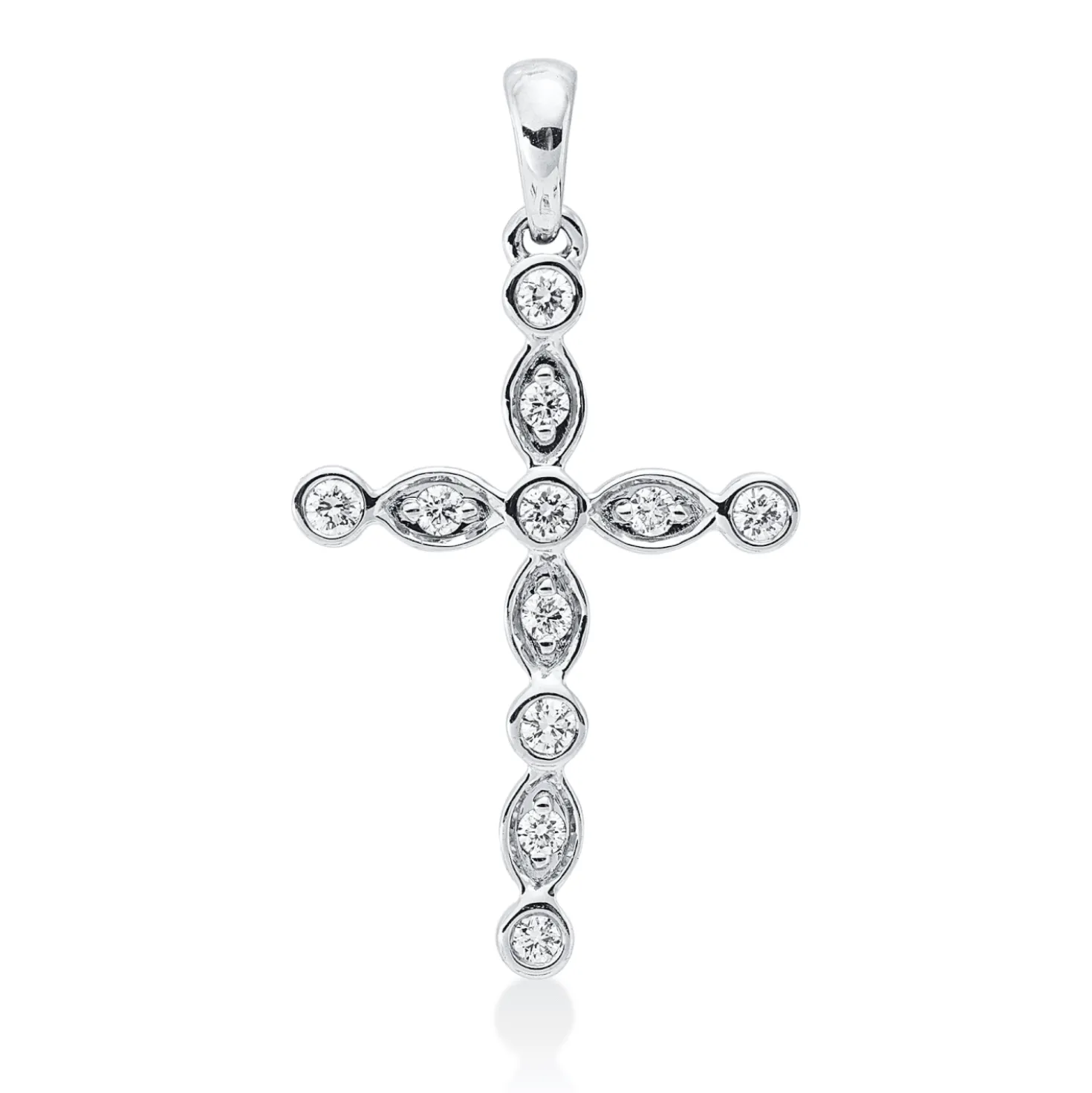 Anhänger Kreuz aus 750 Weißgold 11 Brillanten 0,16ct TW-SI 27,5x15,1mm mit Öse