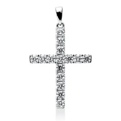 Anhänger Kreuz aus 750 Weißgold 15 Brillanten 1,5ct TW-VSI/SI 35,5x22,3mm