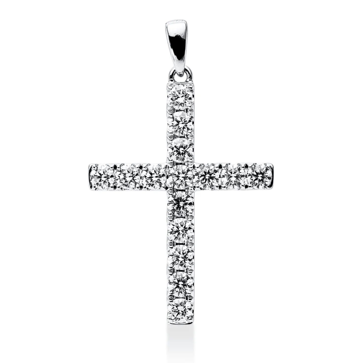 Anhänger Kreuz aus 750 Weißgold 15 Brillanten 1,5ct TW-VSI/SI 35,5x22,3mm