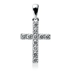 Anhänger Kreuz aus 750 Weißgold 11 Brillanten 0,48ct TW-VSI/SI 24,2x12,7mm