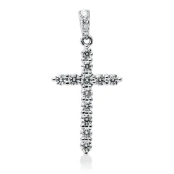 Anhänger Kreuz aus 750 Weißgold 16 Brillanten 1,06ct TW-VSI/SI 33,6x16,5mm