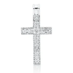 Anhänger Kreuz aus 750 Weißgold 98 Brillanten 0,44ct W-SI 27x13,7mm