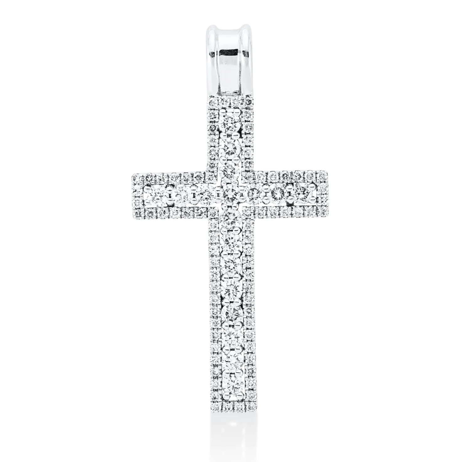 Anhänger Kreuz aus 750 Weißgold 98 Brillanten 0,44ct W-SI 27x13,7mm