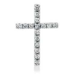 Anhänger Kreuz aus 585 Weißgold 16 Brillanten 0,1ct W-SI 14,3x9,7mm