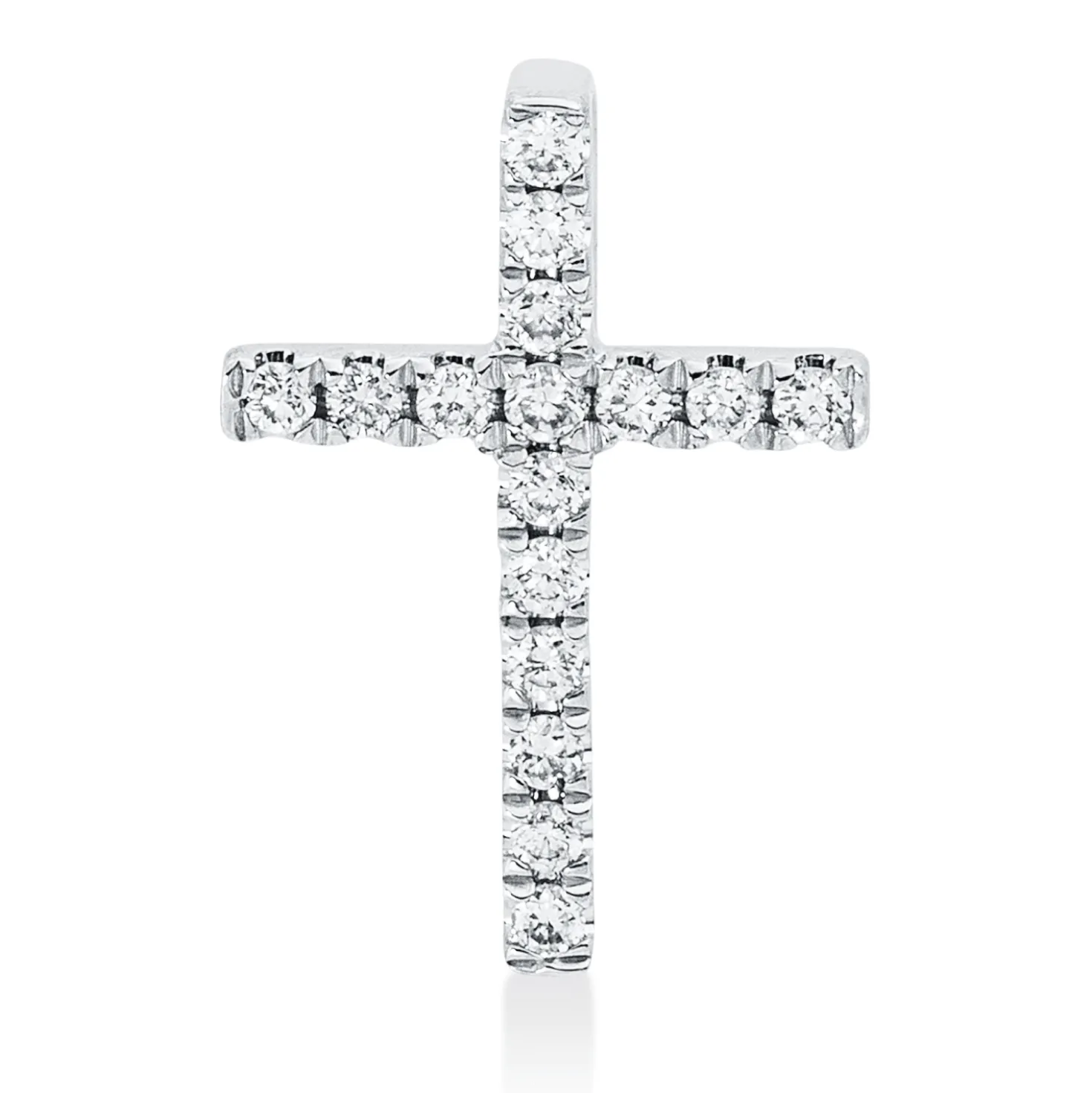 Anhänger Kreuz aus 750 Weißgold 16 Brillanten 0,05ct W-SI 9,9x6,9mm