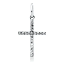 Anhänger Kreuz aus 750 Weißgold 20 Brillanten 0,07ct W-SI 16,5x8,9mm mit Öse
