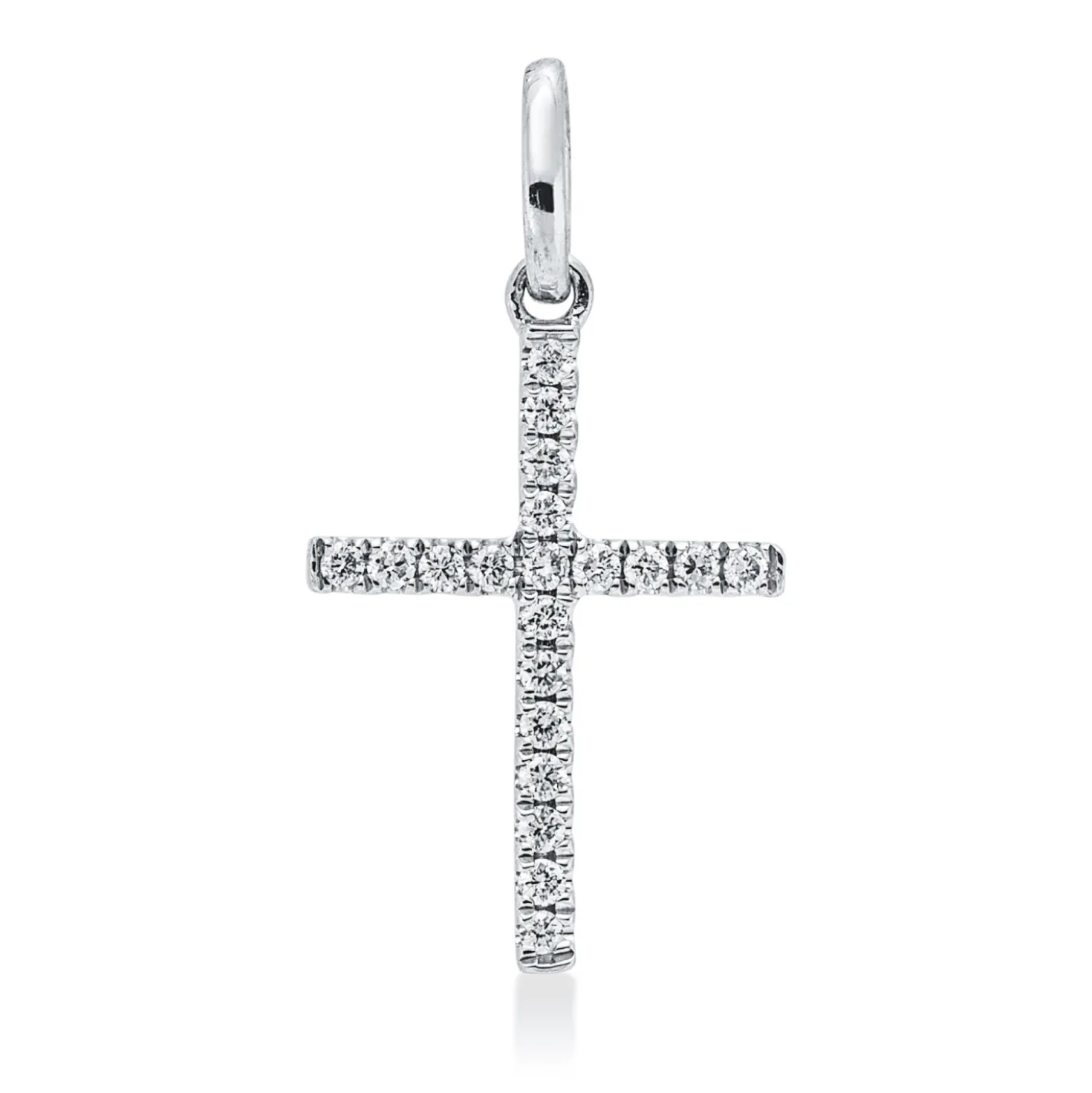 Anhänger Kreuz aus 750 Weißgold 20 Brillanten 0,07ct W-SI 16,5x8,9mm mit Öse