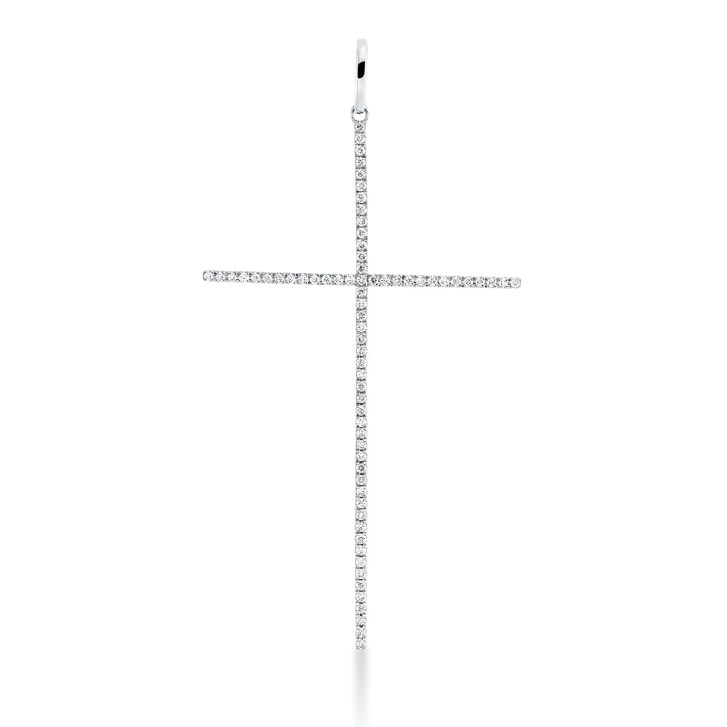 Anhänger Kreuz aus 750 Weißgold 71 Brillanten 0,15ct W-SI 45,8x24mm mit Öse