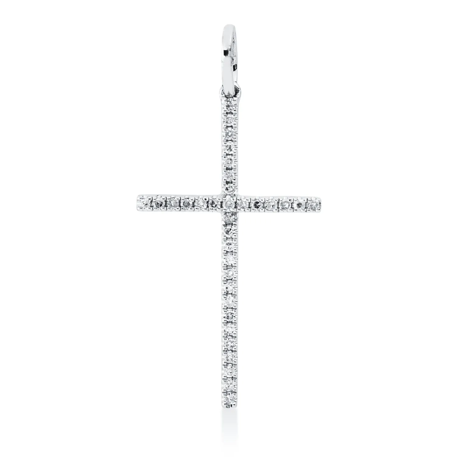 Anhänger Kreuz aus 750 Weißgold 34 Diamanten 0,08ct TW-PI 25,6x12,2mm mit Öse