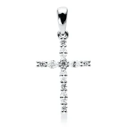 Anhänger Kreuz aus 750 Weißgold 11 Diamanten 0,26ct TW-VSI/SI 23,3x12,1mm
