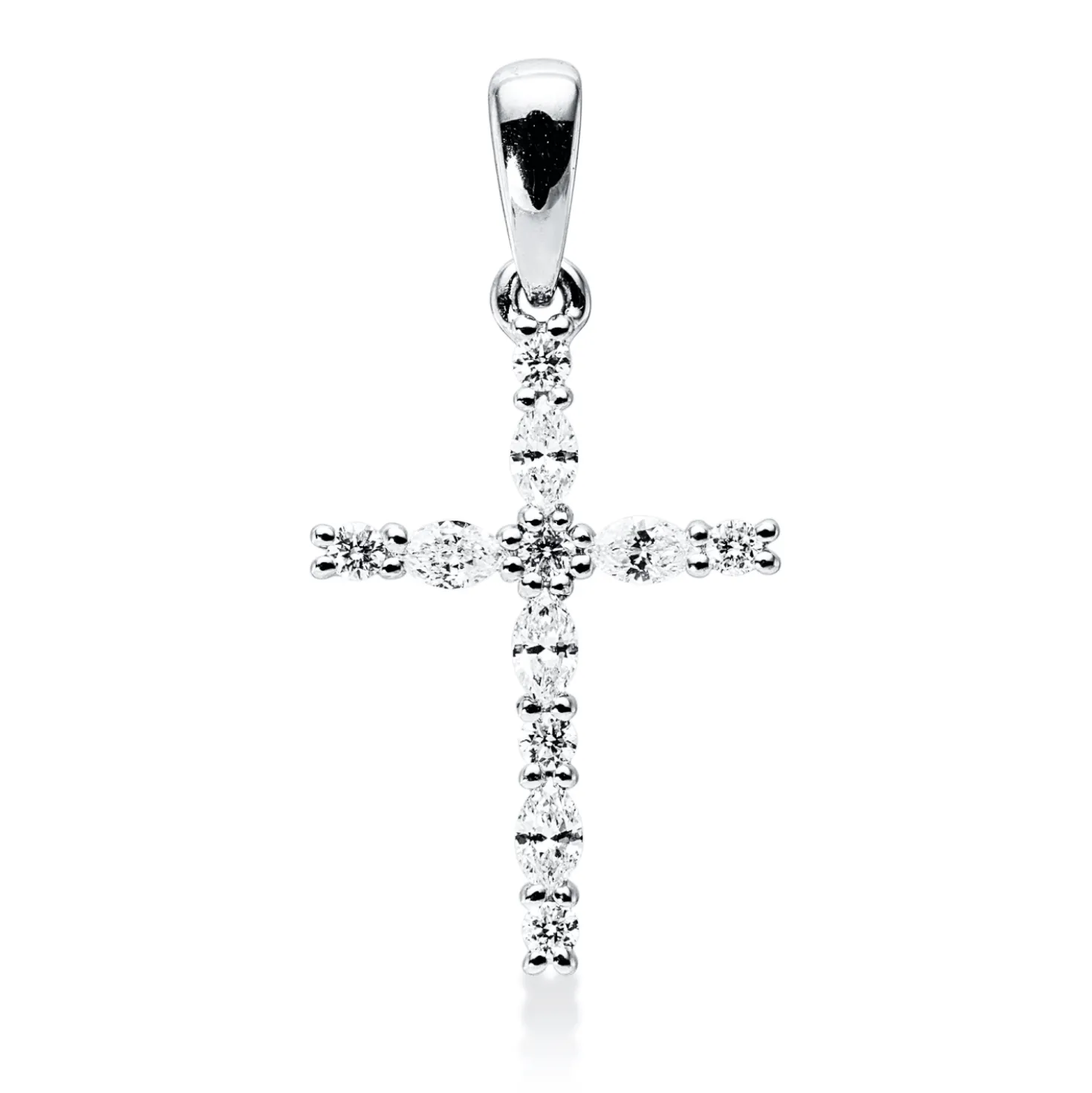 Anhänger Kreuz aus 750 Weißgold 11 Diamanten 0,26ct TW-VSI/SI 23,3x12,1mm