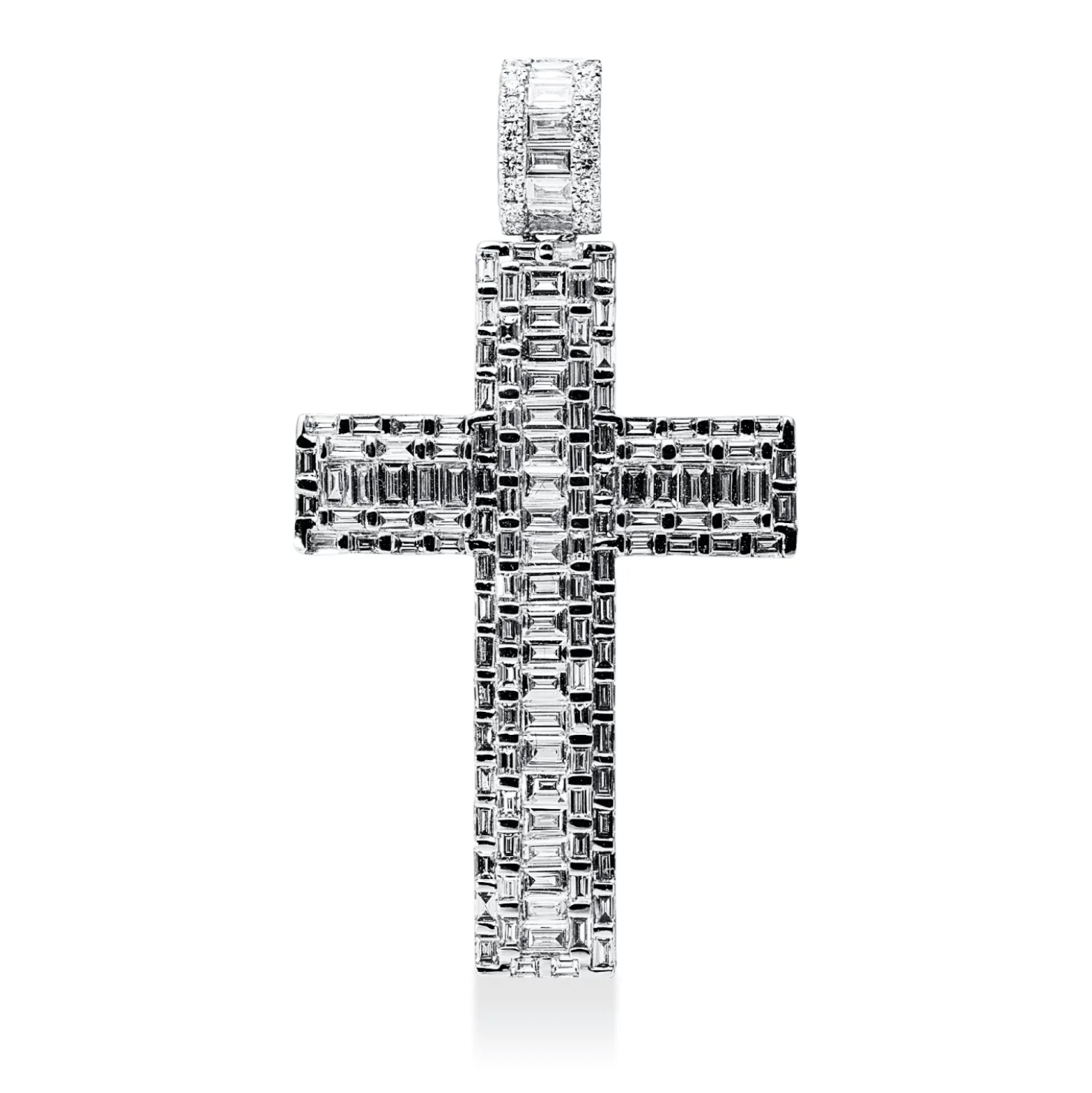 Anhänger Kreuz aus 750 Weißgold 155 Diamanten 2,27ct TW-VSI/SI 43,5x24,2mm
