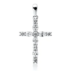 Anhänger Kreuz aus 750 Weißgold 11 Diamanten 0,67ct TW-VSI/SI 27,8x15,4mm