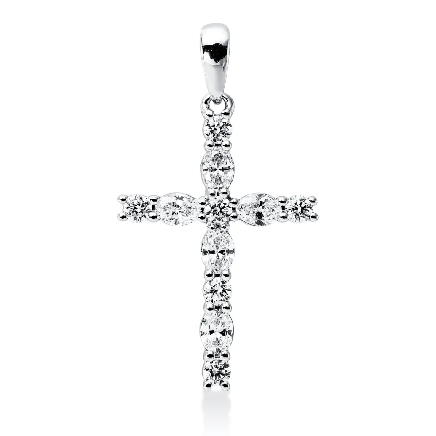 Anhänger Kreuz aus 750 Weißgold 11 Diamanten 0,67ct TW-VSI/SI 27,8x15,4mm
