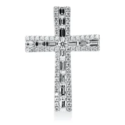 Anhänger Kreuz aus 750 Weißgold 79 Diamanten 1,41ct TW-VSI/SI 28,7x20,3mm