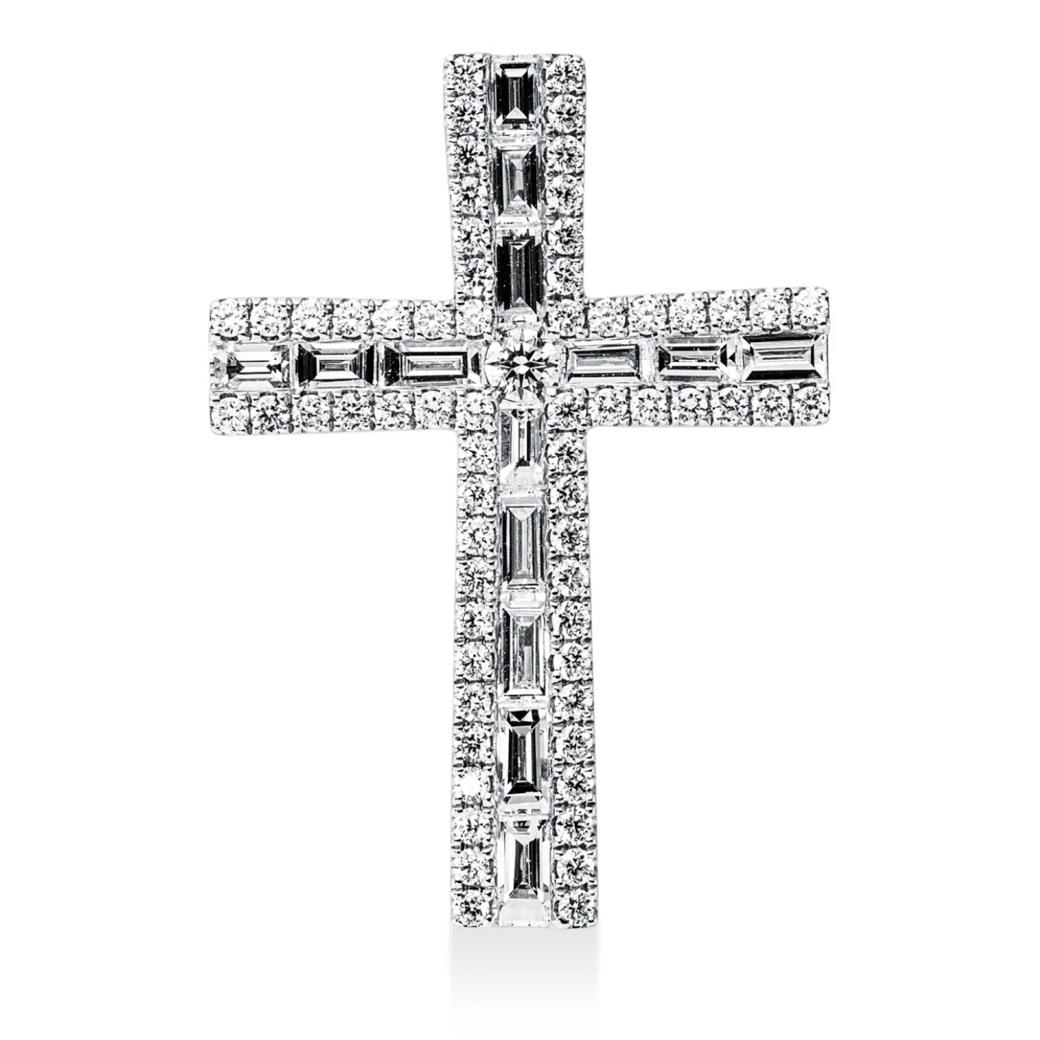 Anhänger Kreuz aus 750 Weißgold 79 Diamanten 1,41ct TW-VSI/SI 28,7x20,3mm