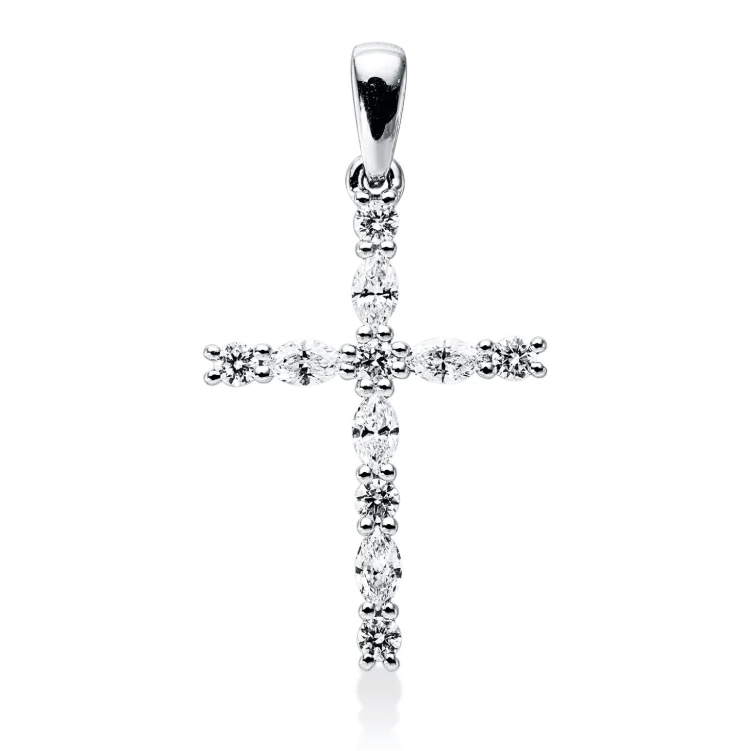 Anhänger Kreuz aus 750 Weißgold 11 Diamanten 0,5ct TW-VSI/SI 27,9x15,4mm mit Öse