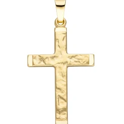 Anhänger Kreuz gehämmert 16x26,8mm aus 585 Gelbgold Goldkreuz Kreuzanhänger