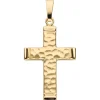 Anhänger Kreuz gehämmert 30,8x18,6mm aus 375 Gold Gelbgold teilmattiert