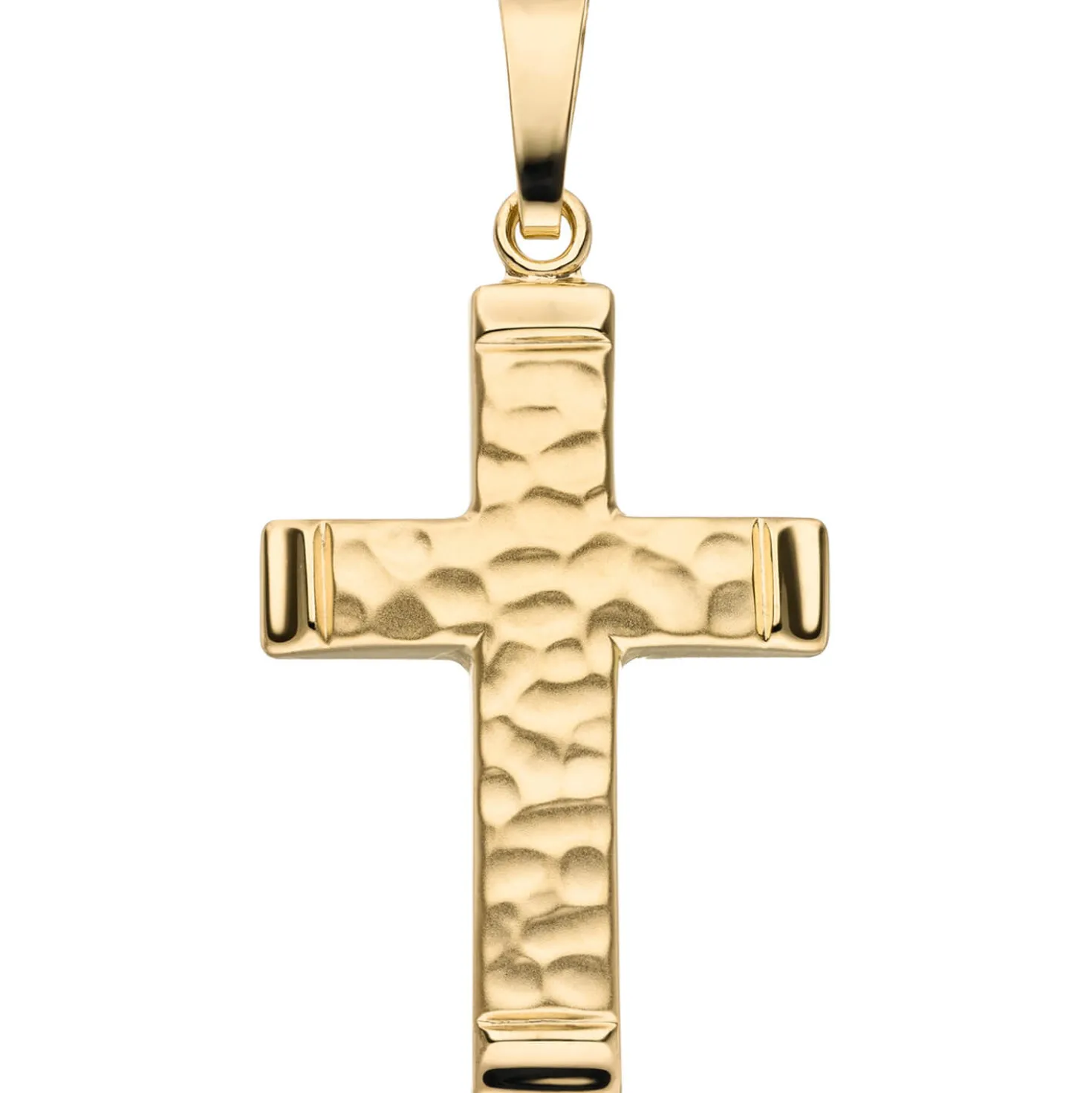 Anhänger Kreuz gehämmert 30,8x18,6mm aus 375 Gold Gelbgold teilmattiert