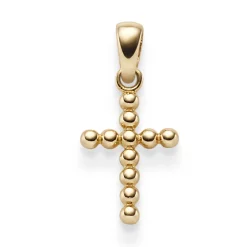 Anhänger Kreuz Kreuzchen aus Kügelchen 19,5x9,5mm 585 Gold Gelbgold schlicht