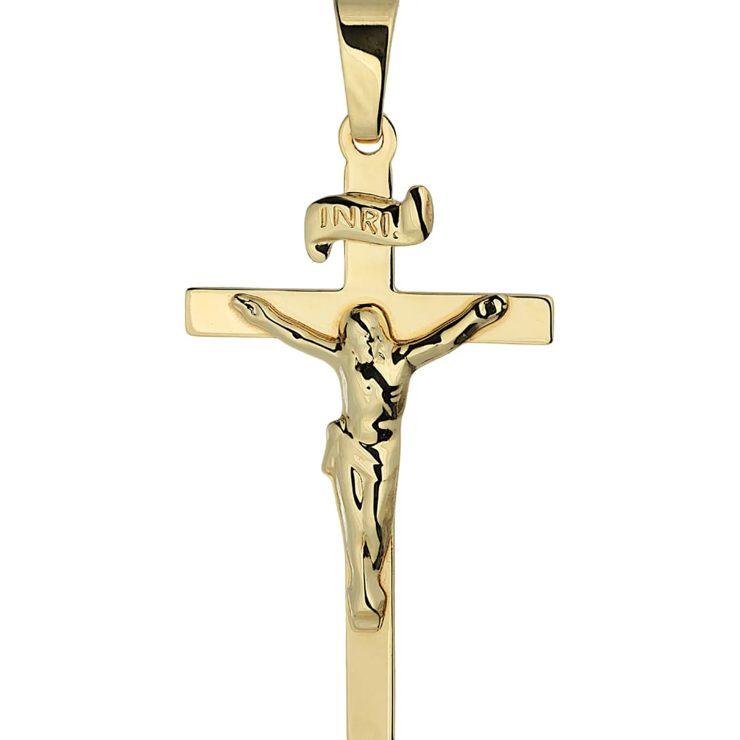 Anhänger Kreuz mit Jesus 333 Gold Gelbgold 26x15mm Goldkreuz Korpus INRI