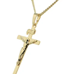 Anhänger Kreuz mit Jesus 333 Gold Gelbgold 26x15mm Goldkreuz Korpus INRI