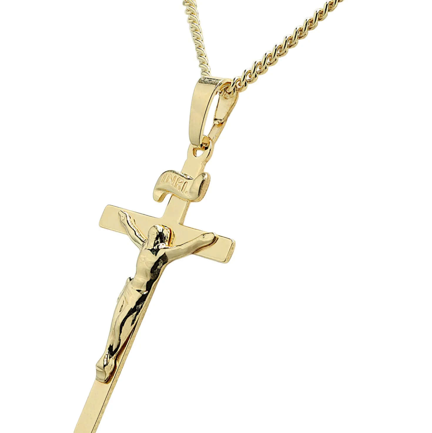 Anhänger Kreuz mit Jesus 333 Gold Gelbgold 26x15mm Goldkreuz Korpus INRI