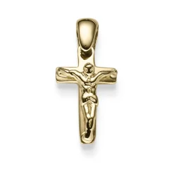 Anhänger Kreuz mit Korpus 19x9mm aus 585 Gold Gelbgold glänzend Halsschmuck
