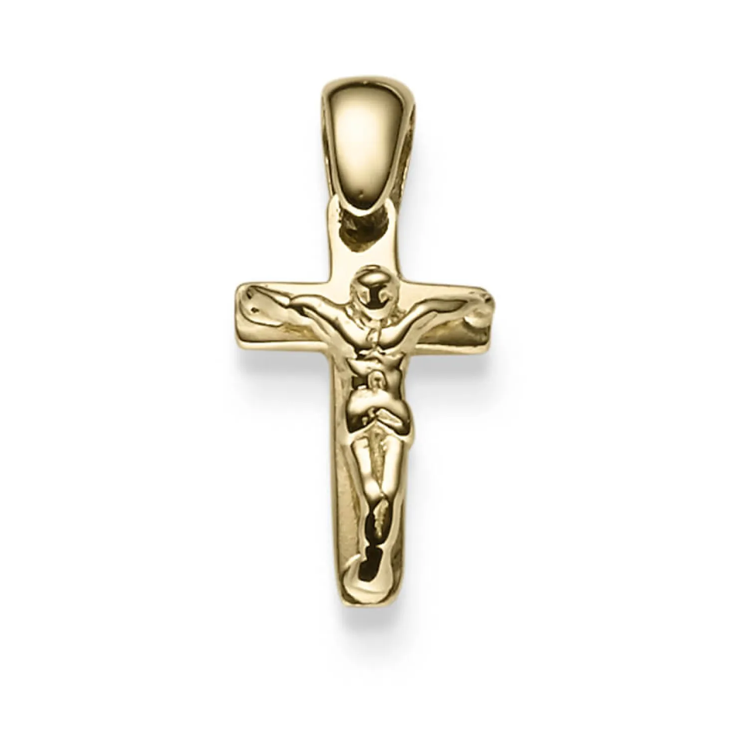 Anhänger Kreuz mit Korpus 19x9mm aus 585 Gold Gelbgold glänzend Halsschmuck