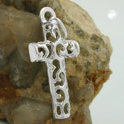 Anhänger Kreuz mit Muster durchbrochen 28x14mm 925 Silber Sterlingsilber