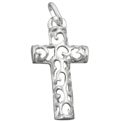Anhänger Kreuz mit Muster durchbrochen 28x14mm 925 Silber Sterlingsilber