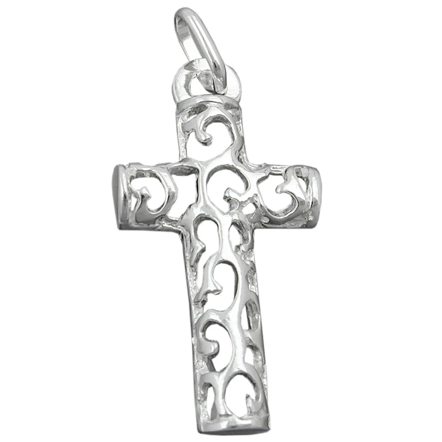 Anhänger Kreuz mit Muster durchbrochen 28x14mm 925 Silber Sterlingsilber