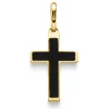 Anhänger Kreuz mit Onyx schwarz 24,5x12mm 585 Gold Gelbgold schlicht