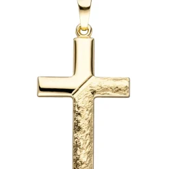 Anhänger Kreuz teilgehämmert 27,2x16,7mm 585 Gelbgold Goldkreuz Kreuzanhänger