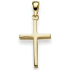 Anhänger Kreuz 25x12mm aus 750 Gold Gelbgold Halsschmuck schlicht massiv
