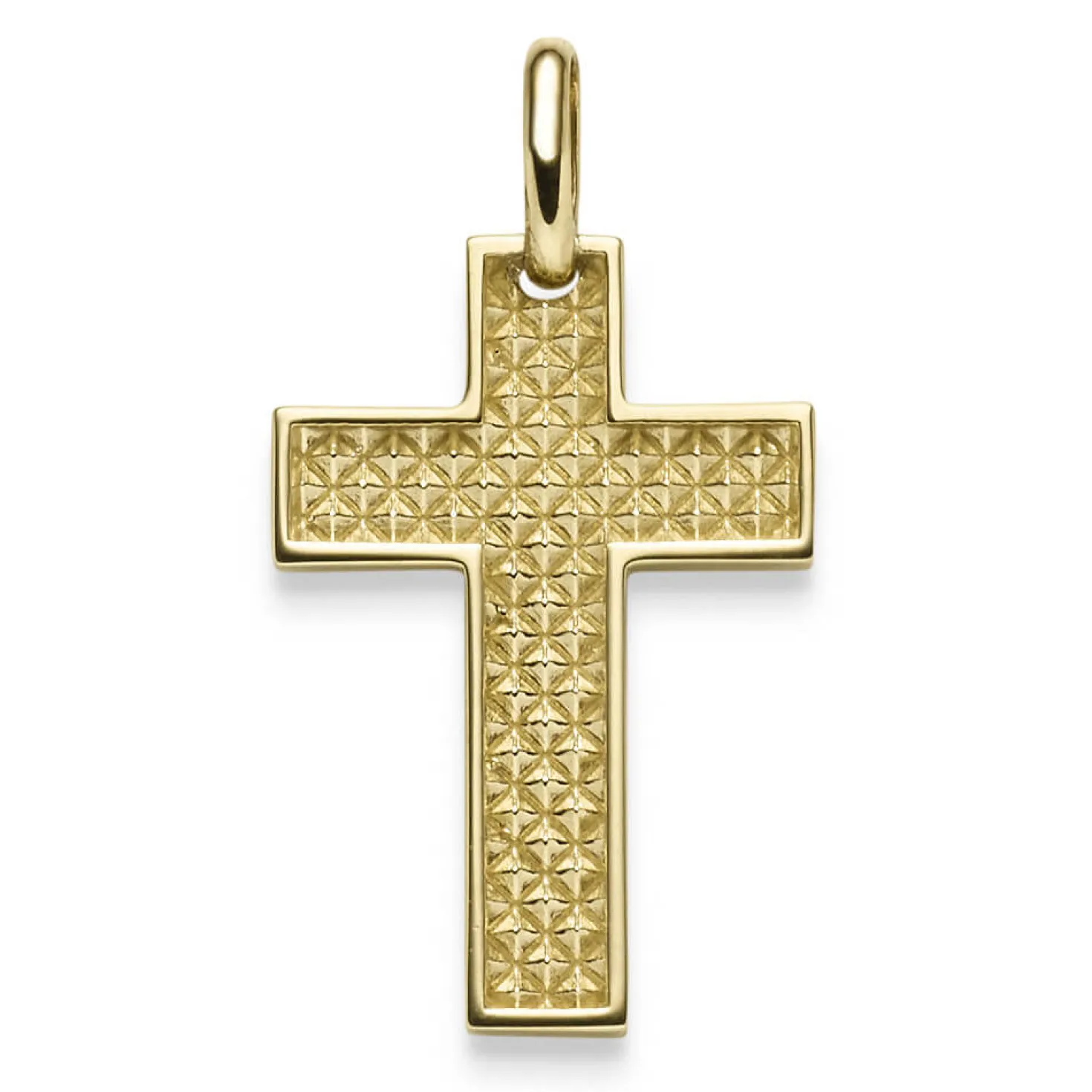 Anhänger Kreuz 36,5x20mm aus 585 Gold Gelbgold mit Struktur-Muster massiv