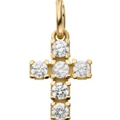 Anhänger Kreuz 14x9mm aus 375 Gold Gelbgold mit 6 Zirkonia
