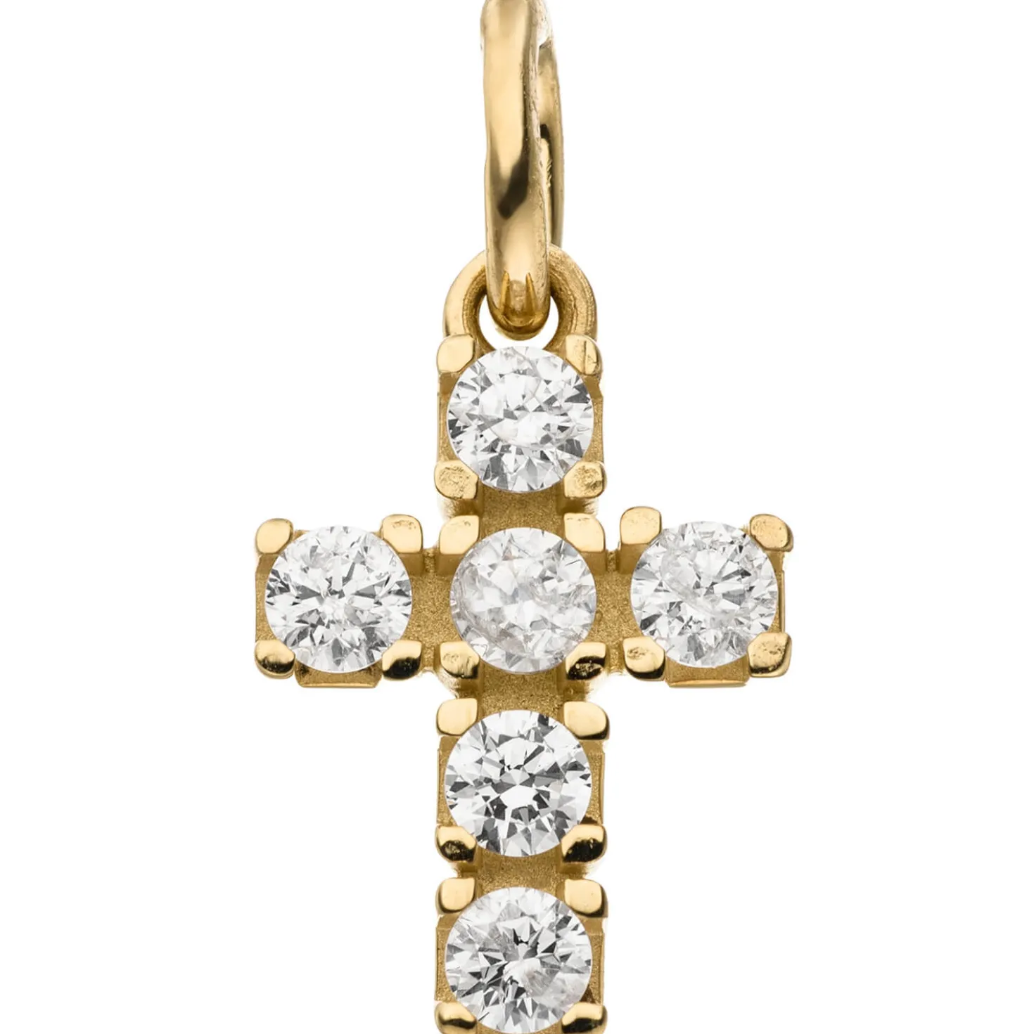 Anhänger Kreuz 14x9mm aus 375 Gold Gelbgold mit 6 Zirkonia