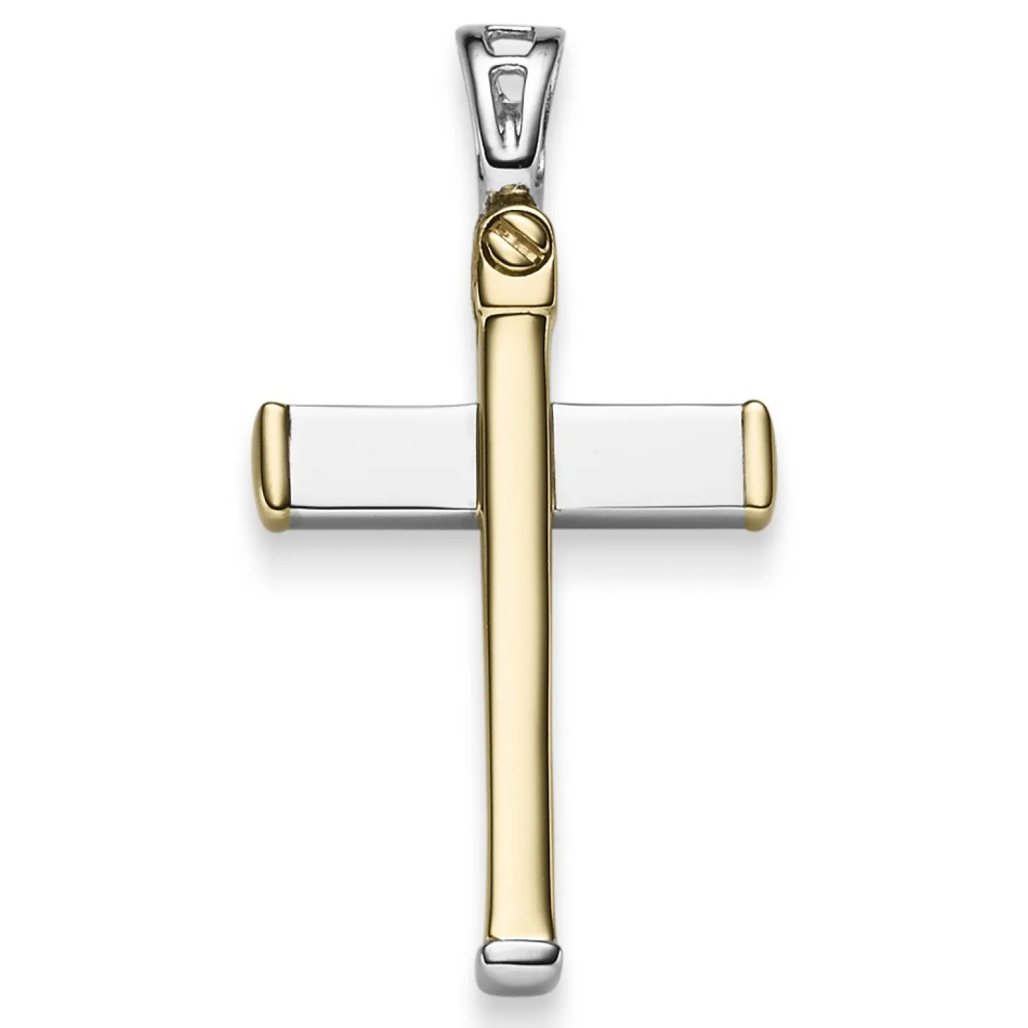 Anhänger Kreuz 33x21,5mm aus 585 Gold Gelbgold Weißgold bicolor Halsschmuck